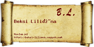 Beksi Liliána névjegykártya